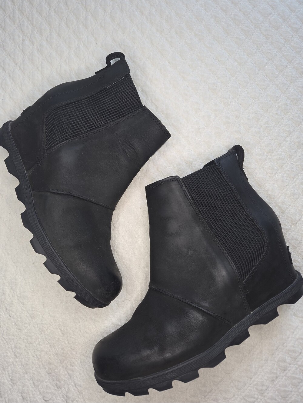 Sorel Joan of Arctic Wedge Booties Monochrome Black Nubuck Size 41 EU 10 US